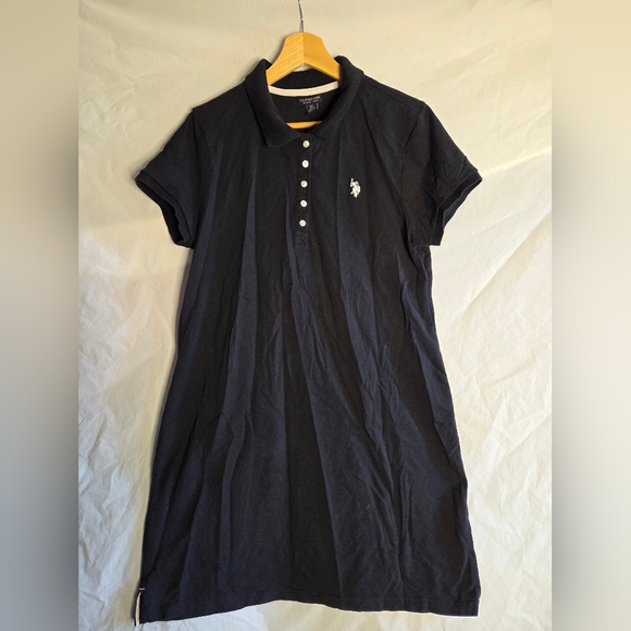 US Polo Assn. Classic Black Cotton Blend Dress - Picture 1 of 10